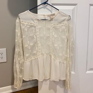 Forever 21 Sheer Mesh Embroidered Blouse / SMALL